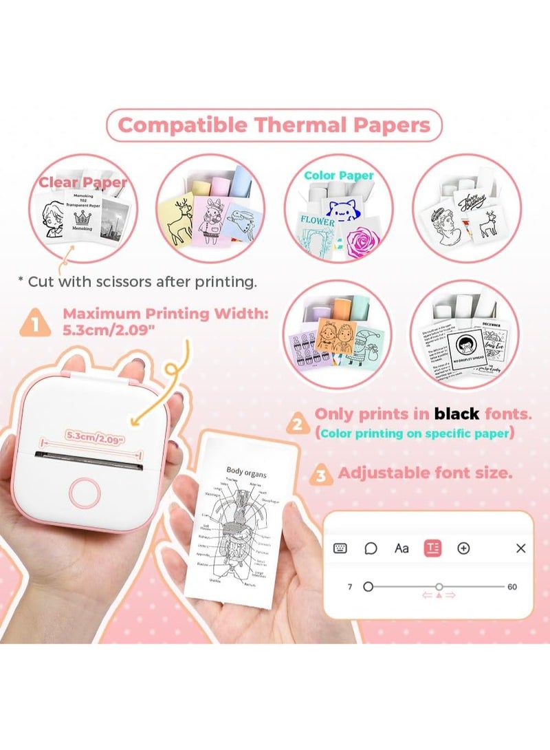 Instant Print for Kids - T02 Print Pod Mini Printer, Sticker Maker Machine, Instant Phone Photo Printer for Study, Fun, Games, Stickers, Labels, Flashcards, Pink - Image 4